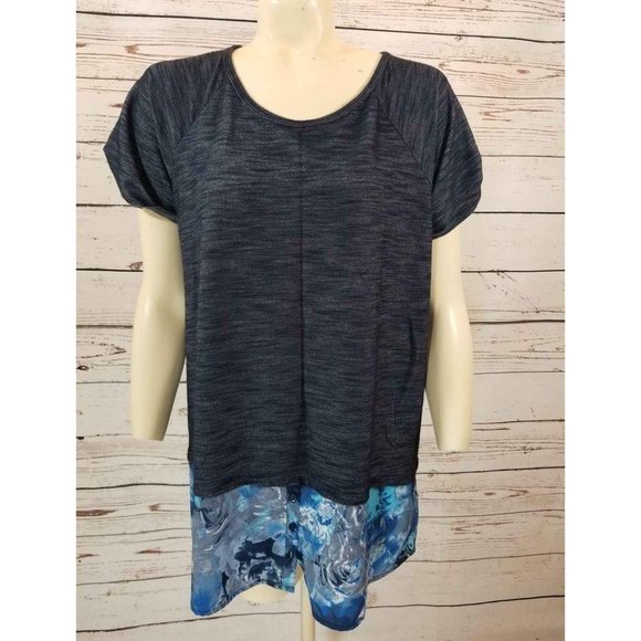Symmetry Top Short Sleeves color block hi-lo Sz L - Picture 1 of 7